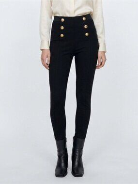 Zara Gold Button High Rise Pants